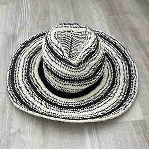 Crocheted striped bucket hat